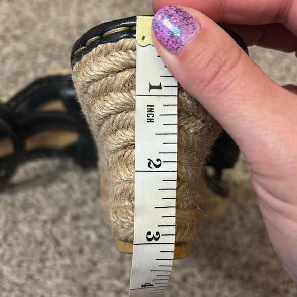 Born Drilles British Black Leather Espadrilles Wedge Sandals Slip On size 10 - Picture 5 of 12